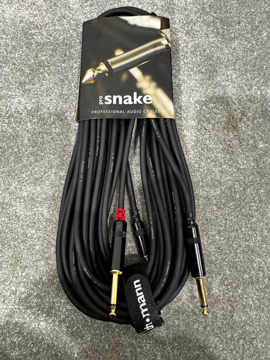 Pro Snake TPY 2060 KPP 2x 6.3mm Mono to 3.5mm Stereo Y Cable