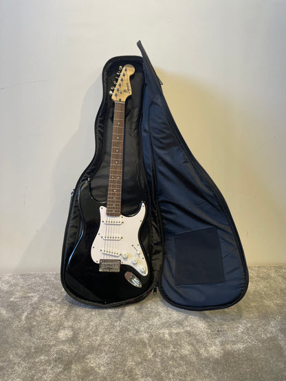 Fender Squier Stratocaster Indonesia - Black, Rosewood Neck w/ Soft Case - Very Good