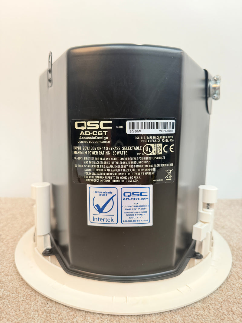 QSC AD-C6T-WH - Ceiling Loudspeakers (Pair - White) - Like New w/ Original Box & Installation Kit - image 6