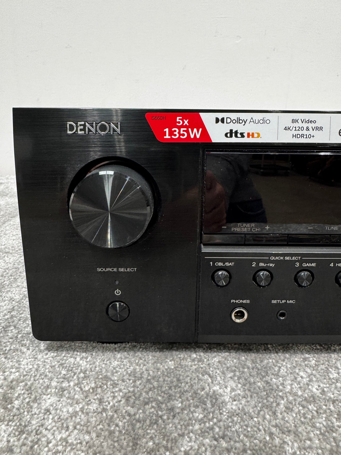 Denon AVR-S660H Integrated Network AV Receiver with Acm1hb Audyssey Setup Microphone