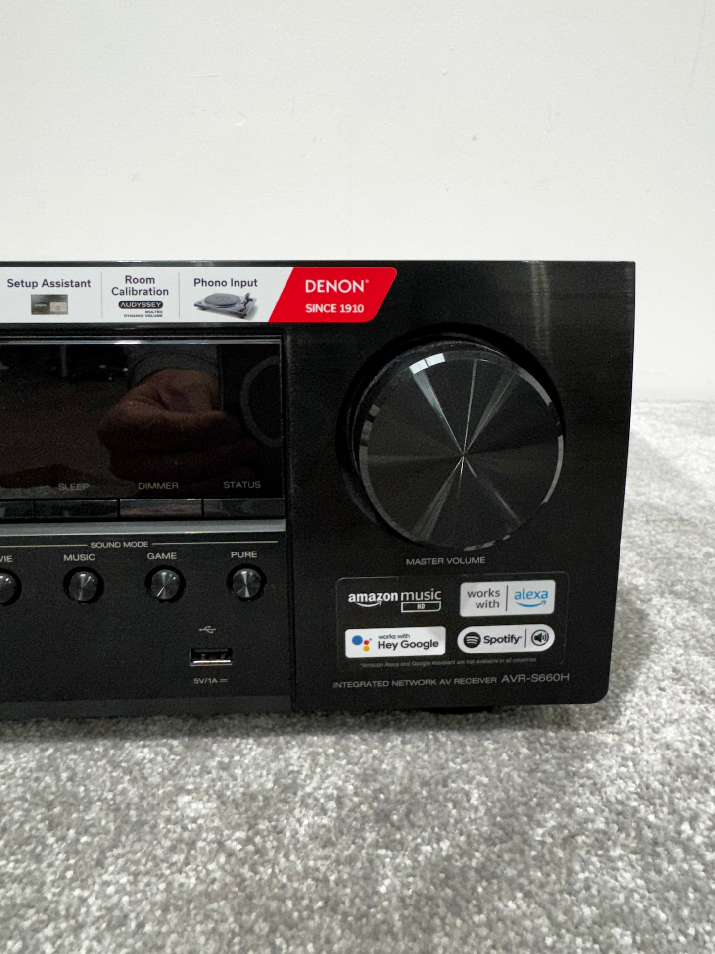 Denon AVR-S660H Integrated Network AV Receiver with Acm1hb Audyssey Setup Microphone