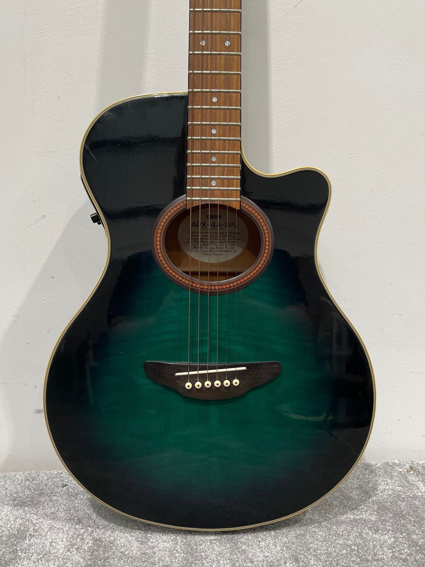 Yamaha APX-4A-SPL Green Electro Acoustic - Spruce Top - Very Good w/ Hard Case & Strap & Capo