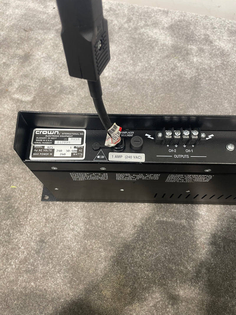 Crown D-75A Pre-Amplifier - High-Quality Audio, Versatile - Good w/ Adapter - Image 8