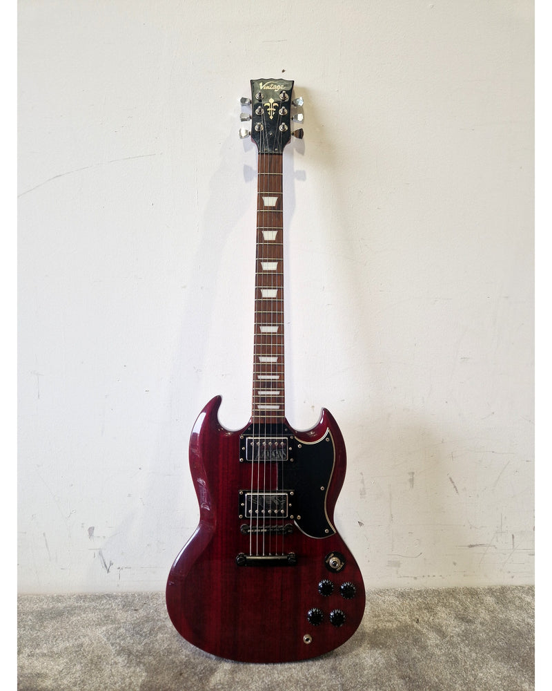 Vintage VS6 - Electric Guitar - Cherry Red - Very Good w/ Hard Case & Soft Case - Image 2