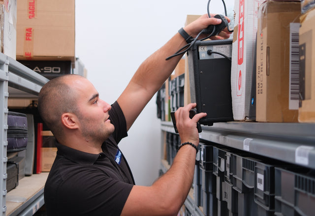 Amplifiers on the warehouse racking