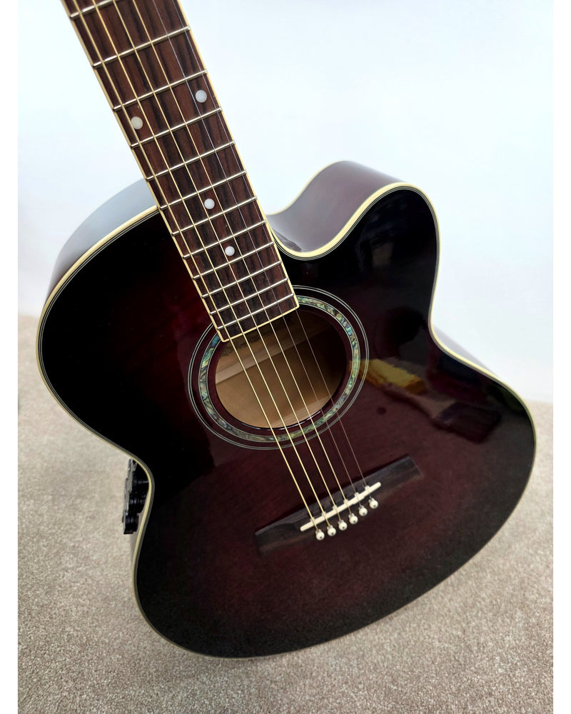 Ibanez AEL20E-TCS - Acoustic Guitar - Transparent Cherry Sunburst - Fair w/ Soft Case - image 6