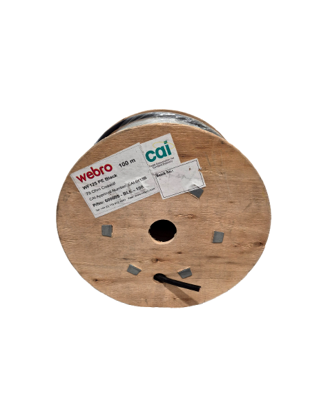 Webro Wf125 100m Black 75 Ohm Coaxial Cable Reel - 100m Length, High-Quality - Like New