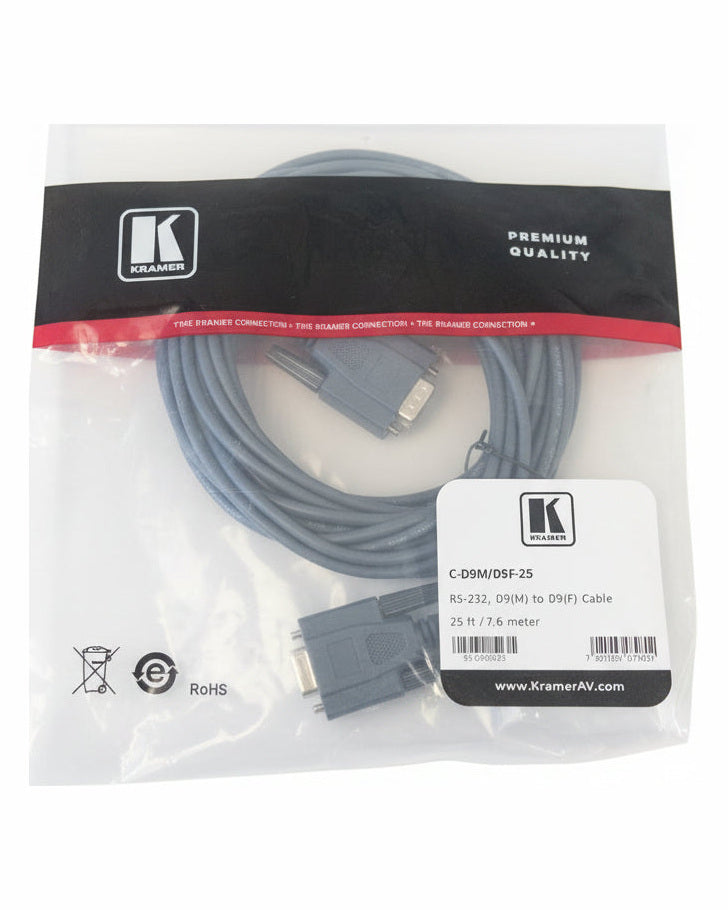 Kramer C-D9M/D9F-25 RS-232 Control Cable - 25ft - Like New in Original Packaging - image 1