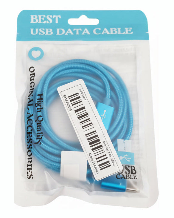 USB to USB-C Cable - 2m Blue Charging & Data Cable for Samsung, Google & Other Android Devices - New